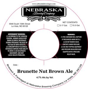 Nebraska Brewing Company Brunette Nut Brown Ale October 2016