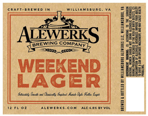 Alewerks Brewing Company Weekend Lager November 2016