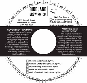 Birdland Brewing Company Crimson Chat October 2016