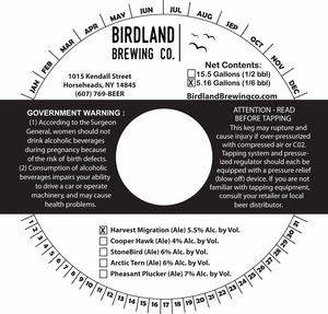 Birdland Brewing Company Harvest Migration October 2016