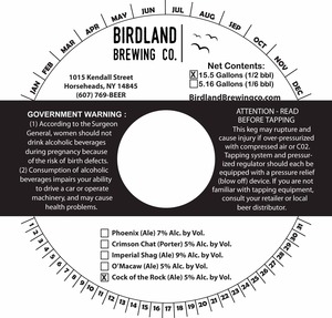 Birdland Brewing Company Cock Of The Rock October 2016