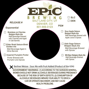 Epic Brewing Berliner Weisse November 2016