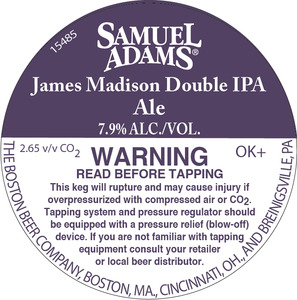 Samuel Adams James Madison Double IPA November 2016