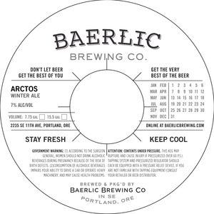 Baerlic Brewing Company Arctos Winter Ale November 2016