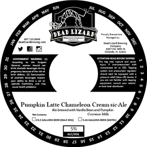 Dead Lizard Brewing Company Pumpkin Latte Chameleon Cream-sic-ale November 2016