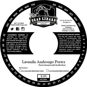 Dead Lizard Brewing Company Lavanila Androngo Porter