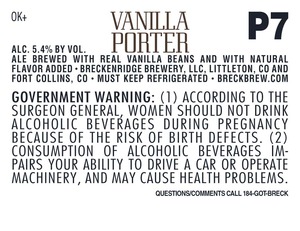 Breckenridge Brewery Vanilla Porter