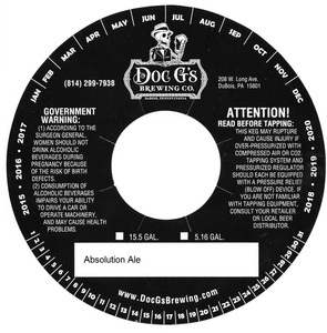 Doc G's Brewing Company Absolution Ale