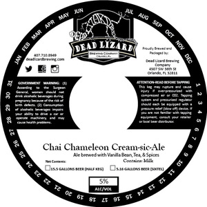 Dead Lizard Brewing Company Chai Chameleon Cream-sic-ale December 2016