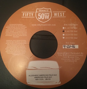 Fifty West Brewing Company Allegheny American Pale Ale November 2016