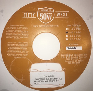 Fifty West Brewing Company Cali Girl December 2016