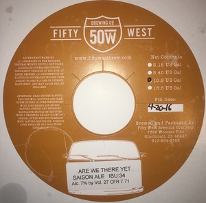 Fifty West Brewing Company Are We There Yet December 2016