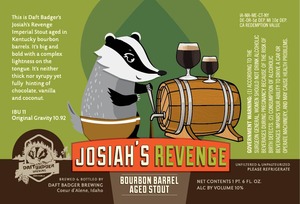 Daft Badger Brewing Josiah's Revenge Bourbon Barrel Aged Sto