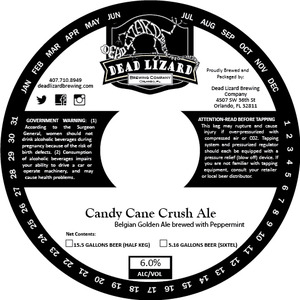 Dead Lizard Brewing Company Candy Cane Crush Ale December 2016