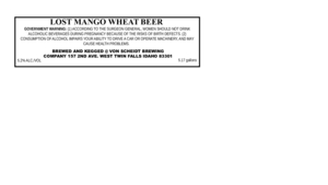 Von Scheidt Brewing Company LLC Lost Mango Wheat Beer December 2016