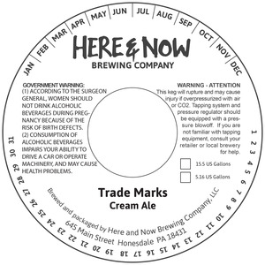 Here & Now Brewing Company Trade Marks December 2016