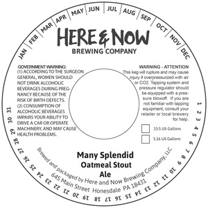 Here & Now Brewing Company Many Splendid December 2016
