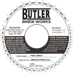 Butler Brew Works LLC Pistil Wheat December 2016