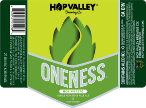 Hop Valley Brewing Co. Oneness Hop # 072708