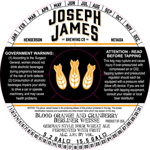 Joseph James Brewing Co., Inc. Blood Orange And Cranberry December 2016