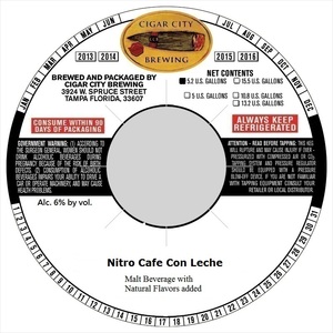 Cigar City Brewing Nitro Cafe Con Leche January 2017