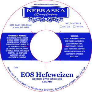 Nebraska Brewing Company Eos Hefeweizen
