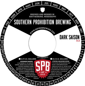 Southern Prohibition Brewing Dark Saison January 2017