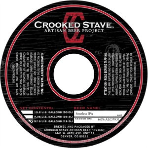 Crooked Stave Artisan Beer Project Sourless IPA January 2017