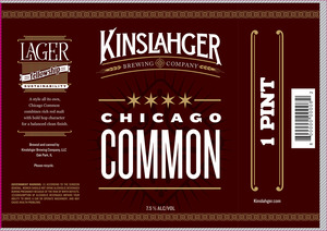 Kinslahger Brewing Company Chicago Common