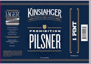 Kinslahger Brewing Company Prohibition Pilsner January 2017
