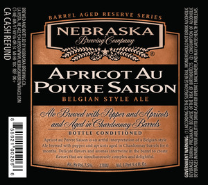 Nebraska Brewing Company Apricot Au Poivre Saison January 2017