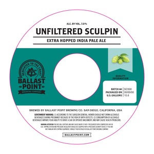 Ballast Point Unfiltered Sculpin January 2017