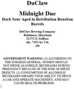 Duclaw Brewing Midnight Due