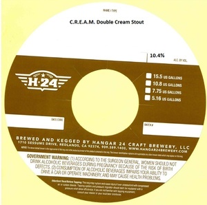 Hangar 24 Craft Brewery C.r.e.a.m. Double Cream Stout February 2017