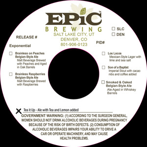 Epic Brewing Tea It Up - Ale With Tea And Lemon Added