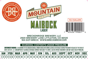 Breckenridge Brewery, LLC Mountain Series Maibock February 2017