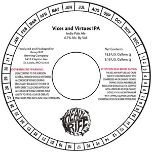 Heavy Riff Vices And Virtues IPA February 2017