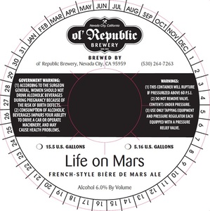 Ol' Republic Brewery Life On Mars March 2017