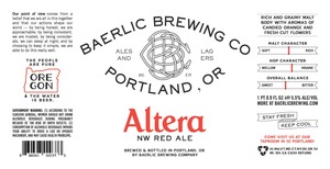 Baerlic Brewing Company Altera Nw Red Ale March 2017
