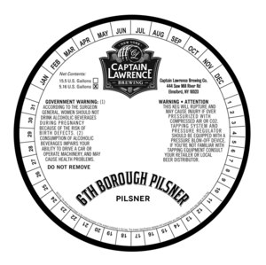 Captain Lawrence Brewing Co 6th Borough Pilsner March 2017