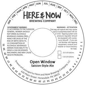 Here & Now Brewing Company Open Window March 2017