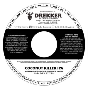 Drekker Brewing Company Coconut Killer IPA March 2017