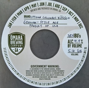 Omaha Brewing Company Uptown Columbus Kolsch May 2017