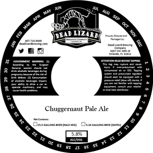 Dead Lizard Brewing Company Chuggernaut Pale Ale March 2017