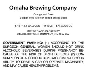 Omaha Brewing Company Orange & Brew Belgian-style Ale April 2017