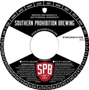 Southern Prohibition Brewing Dry-hopped Berliner Style Weisse March 2017