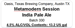 Metamodern Session India Pale Ale March 2017