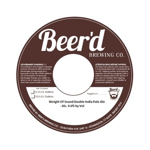 Beer'd Brewing Company Weight Of Sound Double India Pale Ale March 2017