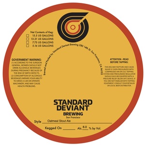 Standard Deviant Brewing Oatmeal Stout Ale March 2017