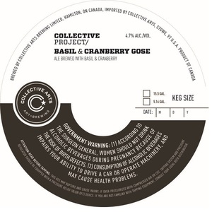 Collective Arts Basil & Cranberry Gose March 2017